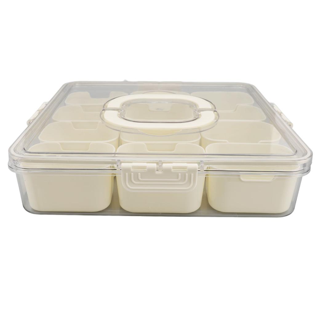 Divided Serving Tray with Lid Handle 12 Compartment Snackle Box Charcuterie Container for Portable Snack Platters Clear