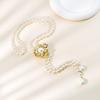 Pearl Long Pearl Adjustable Christmas Gift Ways To [Free Bird] Necklace, Necklace, Women's, Pearl, Gold, Peony, Flower, Necklace, Ceremony, Mother's