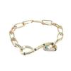 Wind 18 Karat vergoldet Mode personalisiertes Kettenarmband Damen, Retro Diamant-besetztes Smaragd Schlangenarmband