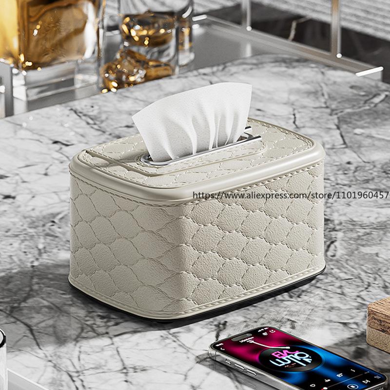 Luxury Tissue Box for Living Room Coffee Table High-End Design with Multifunctional Remote Control Storage Holds Facial Napkins