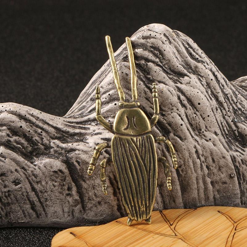 Antique Solid Brass Insect Cockroach Figurines Miniature Tea Solid Pet Funny Beetle Crafts Collection Desktop Small Ornaments