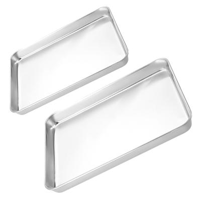 2 Pcs Stainless Steel Plate Rectangular Tray Square Food Trays Holder Flat-bottom Home Storage Kitchen Practical Cracker