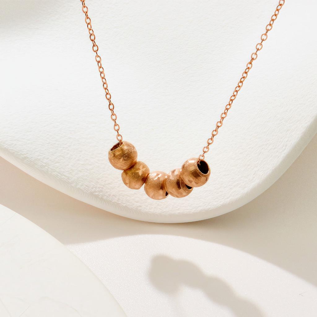 Stainless Steel Rose Gold Necklace Retro Niche Design Beaded Pendant Simple Necklace Female