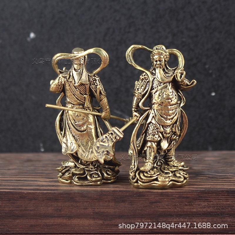 Brass Of War And Guan Gong Potrait God Of Wealth Buddha Statue Ornaments Home Crafts Coppe
