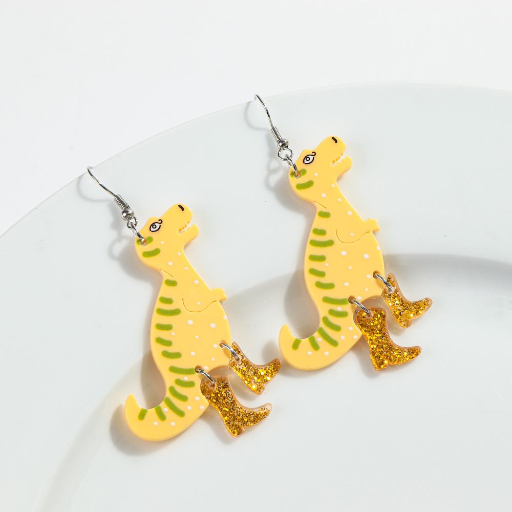 Funny Acrylic Glitter Big High Heels Dinosaur Drop Earrings for Women  Lovely  Animal  Dangle Earrings Women s Accessories Gifts жёлтый