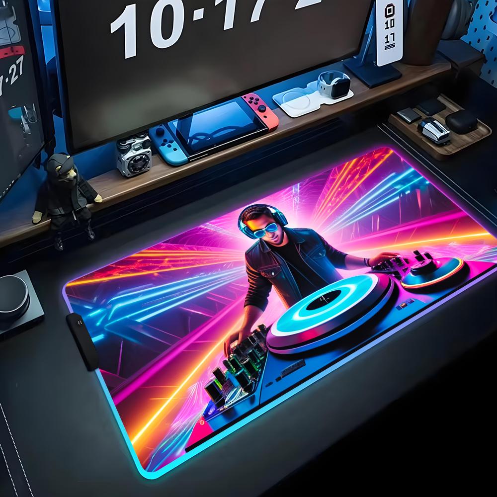 Musik DJ Mauspads RGB Gaming-Mauspads Große LED-Pads PC-Schreibtischmatten Leuchtende Mauspads Große Tastaturmatten Tischteppich mit Hintergrundbeleuchtung