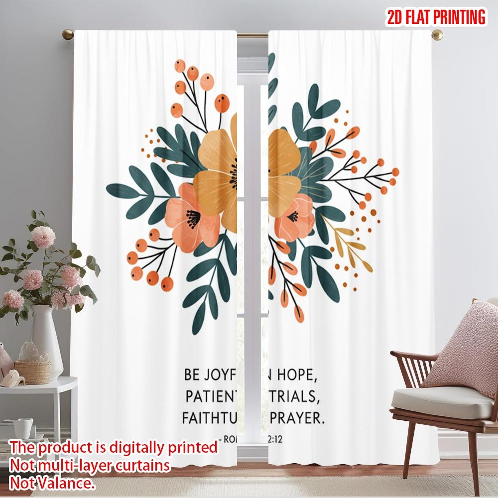 

2pcs 2D flat printing Curtain Floral Hope Patience Prayer Polyester Without Electricity Festive Curtains Use for Door Wall Yard 52.50×116.00 CM 2pcs