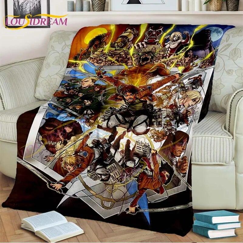 Classic Anime Blanket Attack On Titan Blanket Eren Jaeger Blanket for Bedroom Sofa Livingroom Cartoon Blanket Children's Blanket