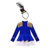 Kinder Zirkusdirektorin Kostüm Set für Mädchen Langarm Quasten Schulter Tüll Tutu Body Kleid mit Zylinder Stirnband für Halloween