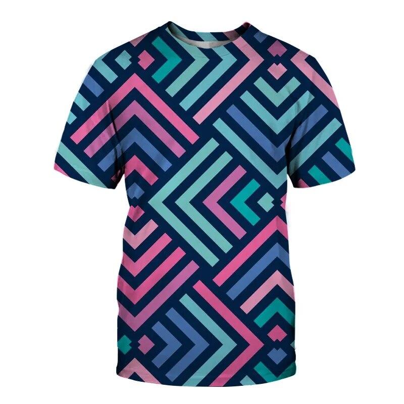 Fashion Hot Summer 3D Geometric Creativity Pattern T Shirt for Men and Women Casual Handsome Print Shirt Trend Harajuku Hip Hop Plus Size Tops