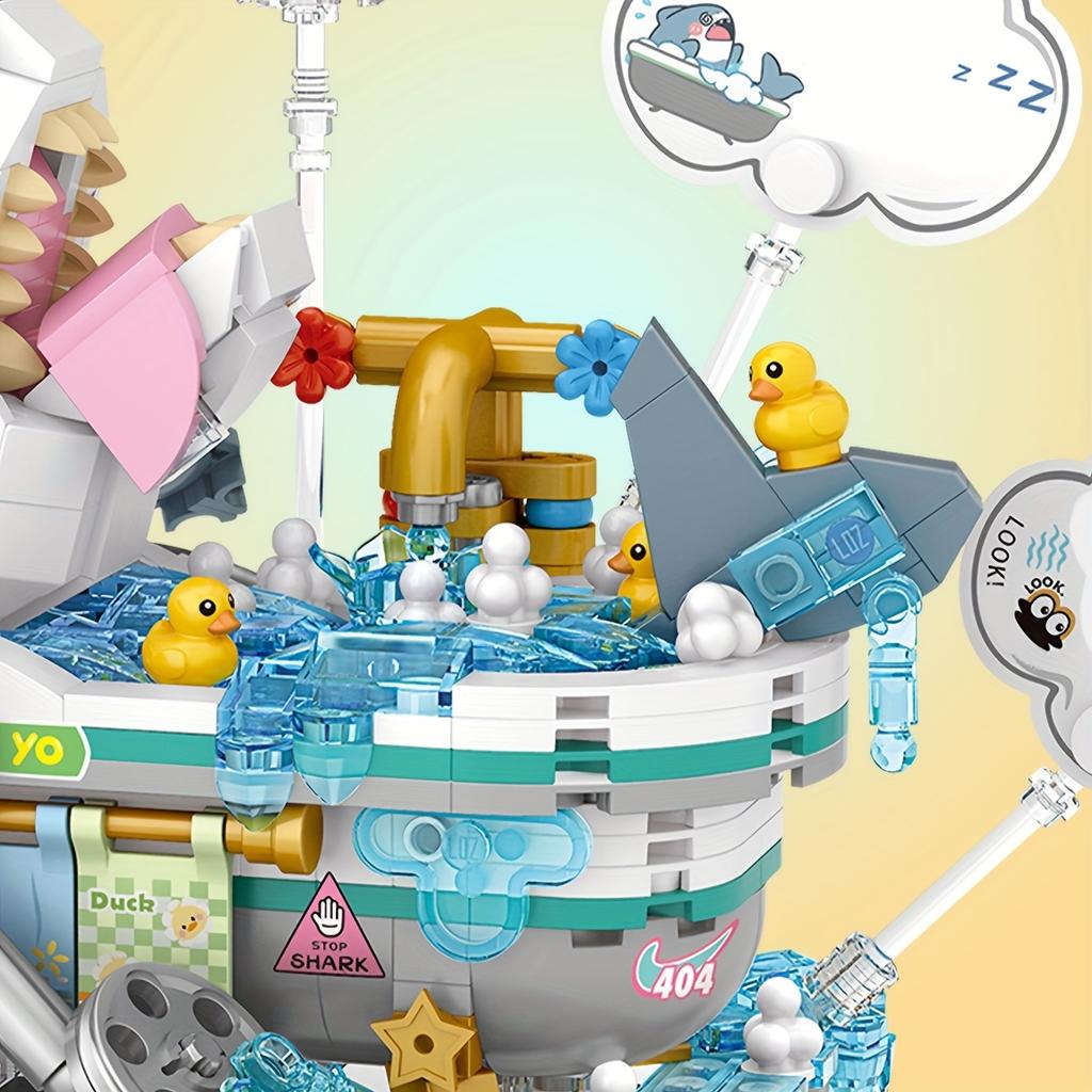 Neuer Niedlicher Badender Hai Schlafender Hai Mini Bausteine Heimdekoration Neujahrsgeschenk Pädagogisches Geschenk