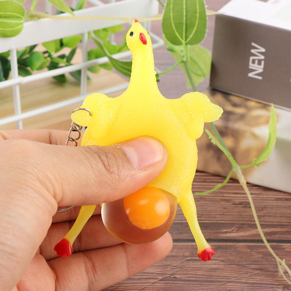 Squeeze Tricky Novelty Gadgets Halloween Gift Pranks Chickens Lay Eggs Keychain Funny Vent Toys