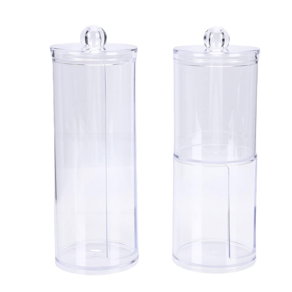 Acrylic Cotton Rounds Holder Set Stackable Clear Qtip Dispenser Makeup Remover Pad Organizer for Bathroom Vanity 2Pcs