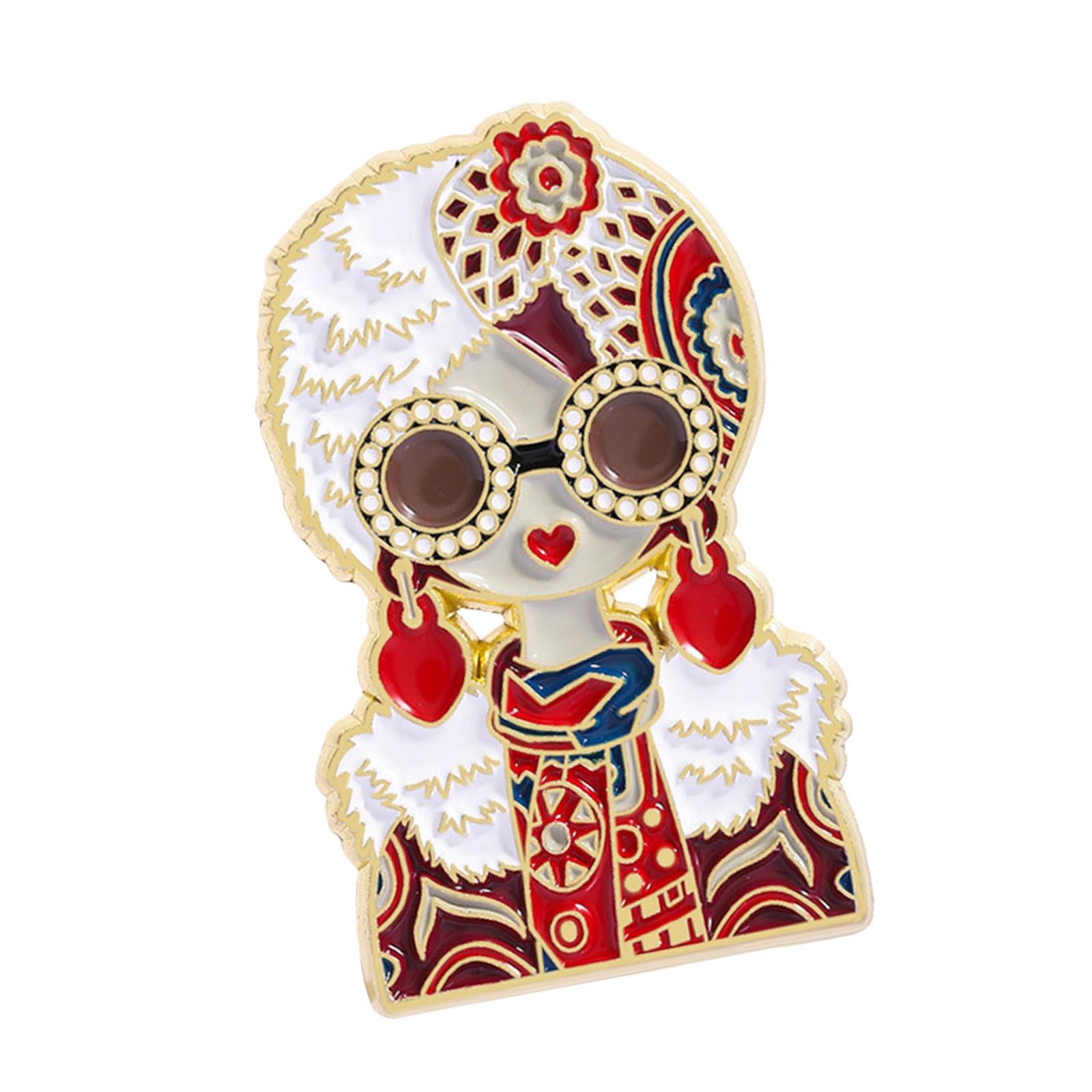 

Artistic Girl Head Pin Vintage Cartoon Enamel Lapel Badge Zinc Alloy Statement Jewelry Collectible Fashion Accessory