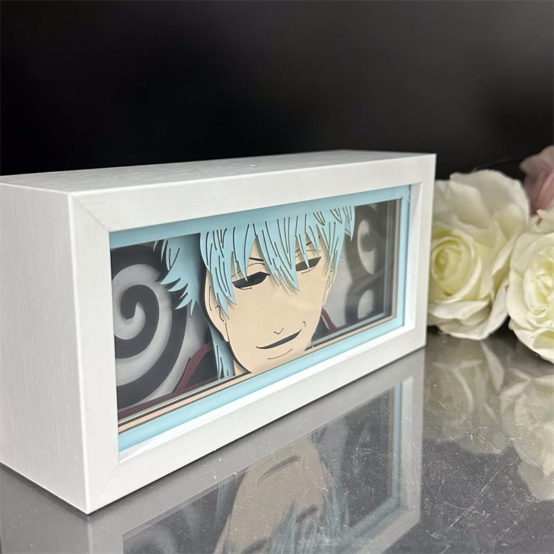 GINTAMA Anime 3D Box Light Luminous Toys Lamp Cartoon Peripherals Sakata Gintoki Bedroom Table Party Supplies Table Decoration