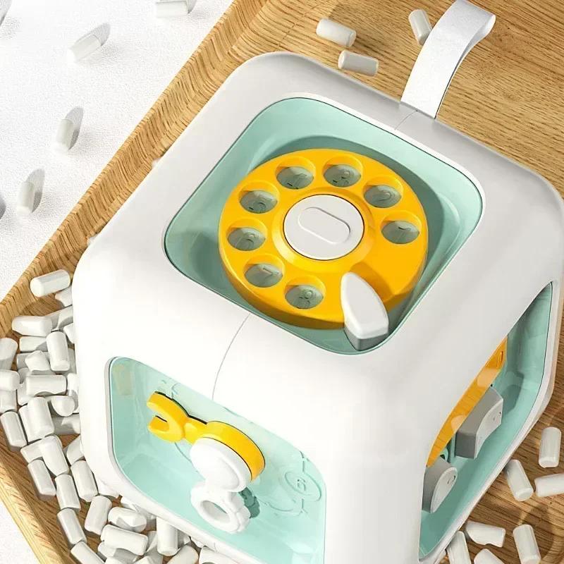 Non-Toxic 6 In 1 Montessori Educational Toys Sensory Busy Board Baby Practice Skills Drawer Cube Fidget Educational Toys For Children