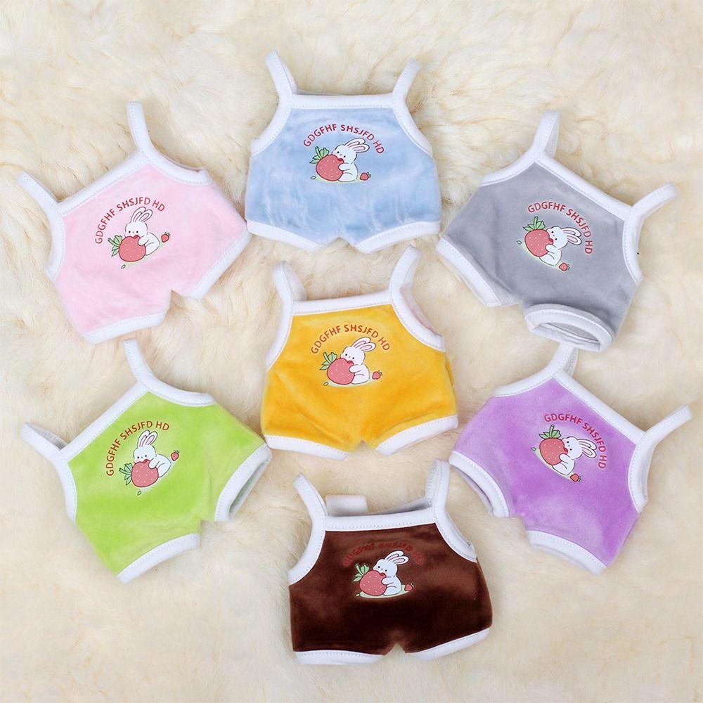 Hand-made Doll Clothes 20cm Cotton Doll Doll T-shirts Cartoon Mini Jumpsuit  Plush Toy