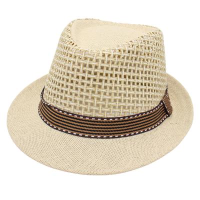 Spring And Summer Gentleman Straw Hat Breathable Cool Hat Short Brim Sun Hat Old-Fashioned Jazz Hat Men'S And Women'S Hollow Top Hat Purely Handmade