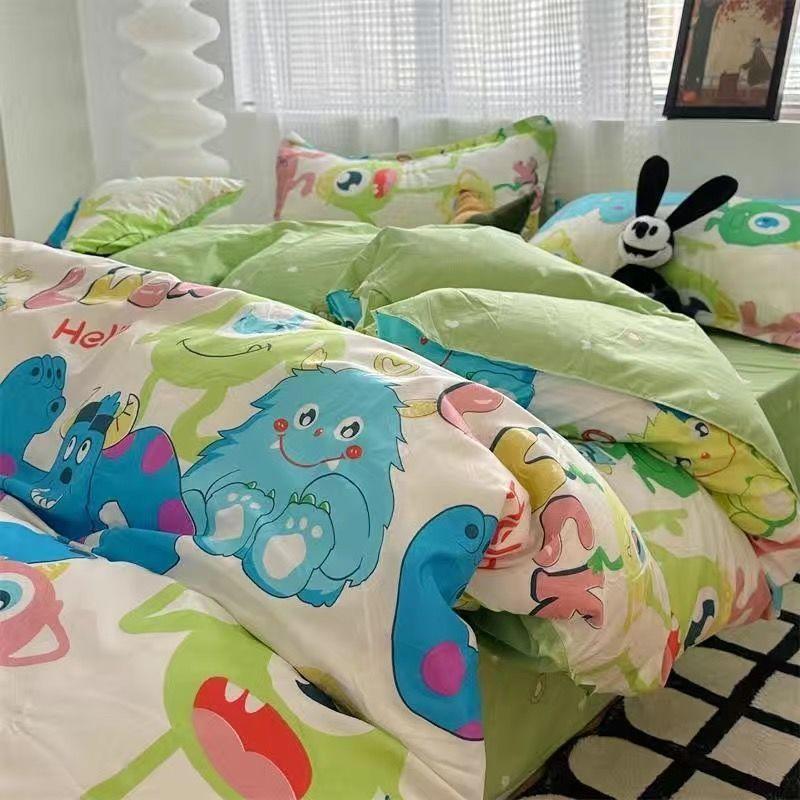 

Комплект из четырех стеганых одеял для общежития из стираного хлопка с рисунком в виде милой девушки в виде сердца, комплект из трех простыней 1.2m bed