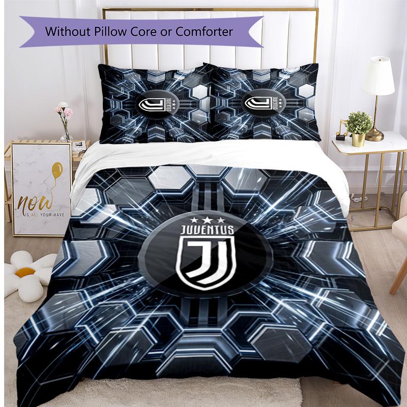 Set Biancheria da Letto 3 Pezzi con Stampa Pattern Juventus FC Morbido Delicato sulla Pelle Lavabile Copripiumino e Federe Set Stagione Unica Camera da Letto