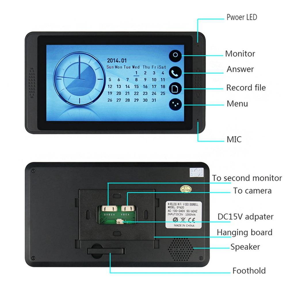 7inch Wired Photo Shooting Touch Screen Video Intercom Doorbell Door Phone