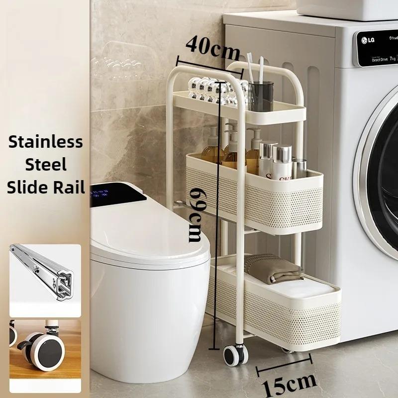 Crack Shelf Storage Trolley Shelves Bathroom Sliding Organization Rack Kitchen Accessories Racks with Wheels Organizer Furniture