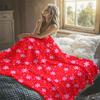 Bold Red Star Blooms Flannel Blanket Warm Soft Halloween Christmas Decorative Couch Warm Cozy All-Season Gift