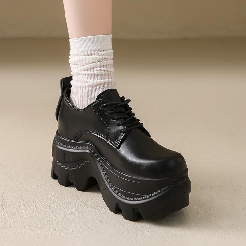 Fashion Thick Soles Women Oxford Shoes Spring and Autumn Plus Size Breathable Thin Shoes Comfortable Outdoor Casual High Heels