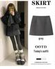 Gray Plaid Wool A-Line Polka Dot Short Skirt for Women - Winter Warm Hip-Hugging Design