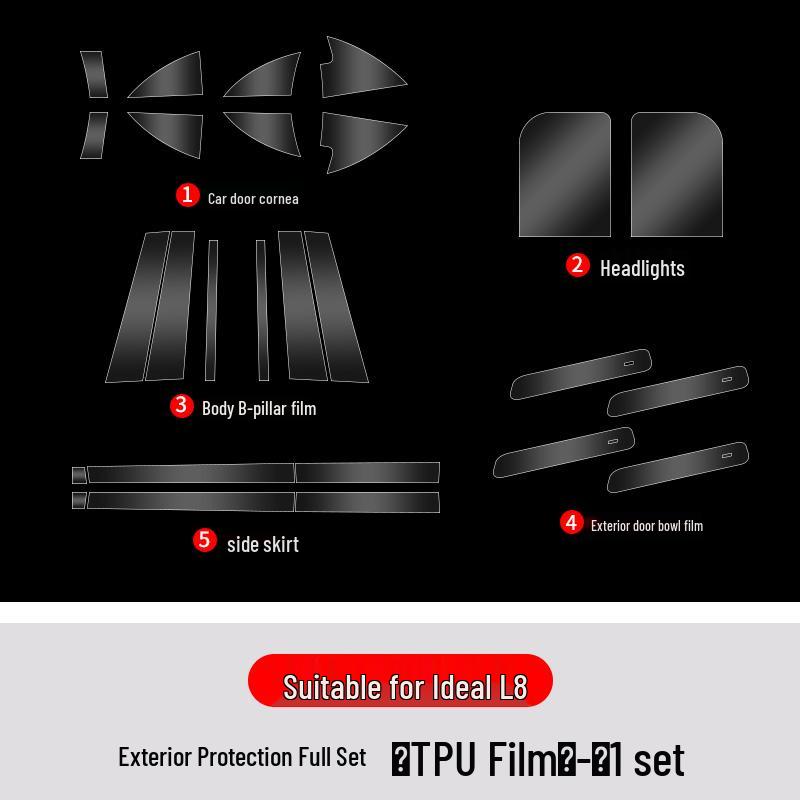 Ideal L8 Car Door Corner TPU Protection Film - Transparent, Front & Rear Triangle Area Paint Shield.