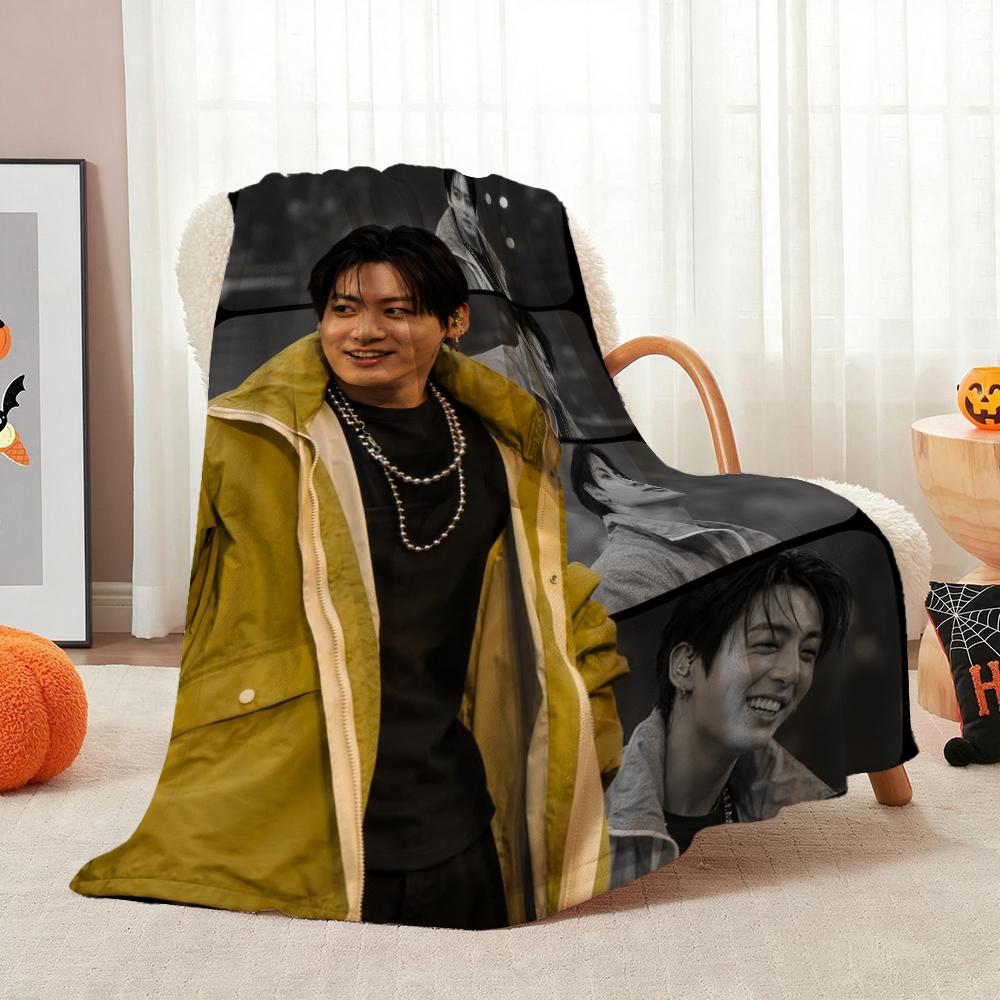 Stylish Man Yellow Jacket Portrait Pattern Blanket Warm Comfortable Fleece Blanket For Living Room Office Nap Lightweight Home Decor Halloween Gift
