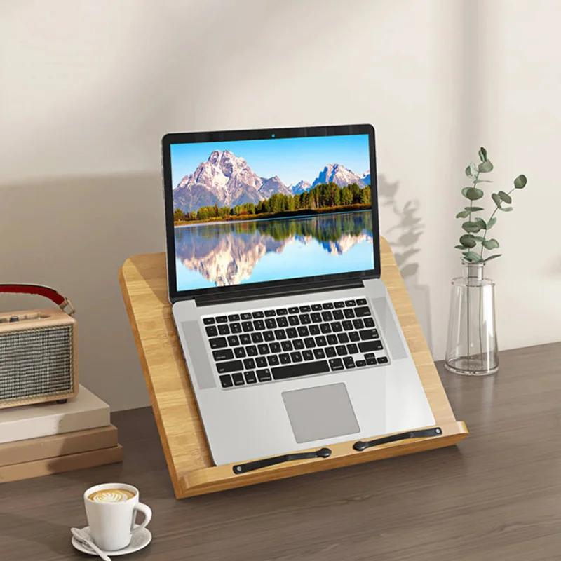 Adjustable Desk Bookstand Wooden Bookshelf Book Holder Reading Rest Computer Stand Reading Rack Foldable Book Holder Tray