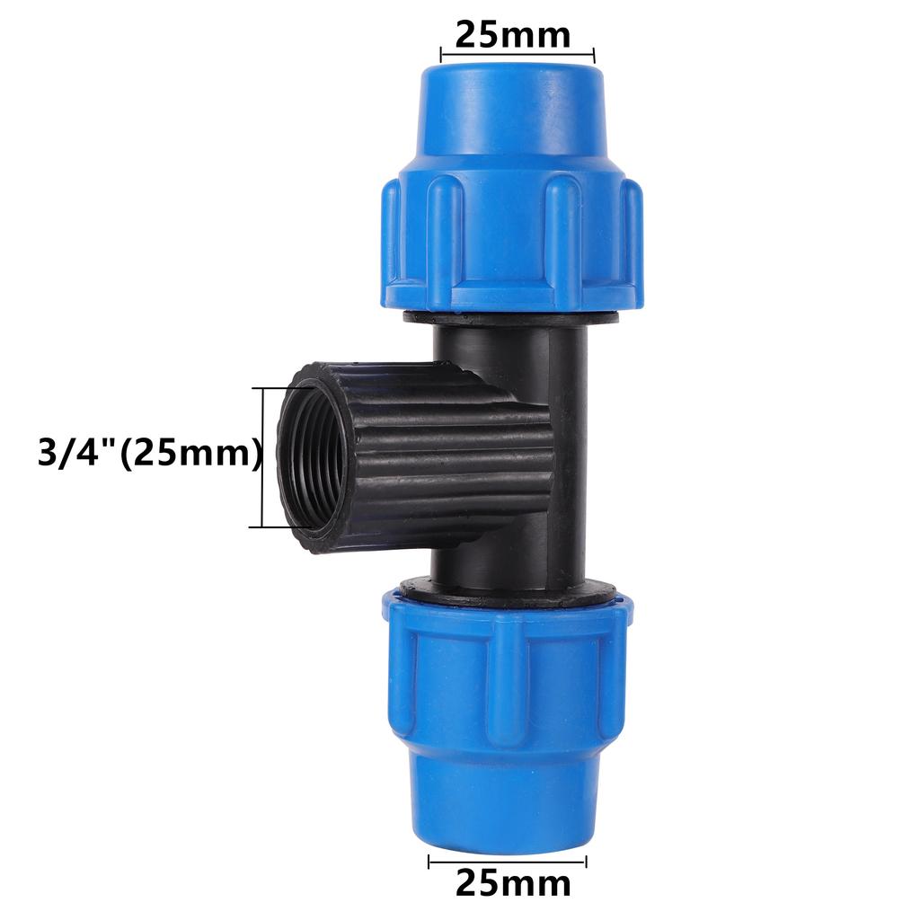 1/2" 3/4" 1" To 20mm 25mm 32mm PE Pipe Locked Tee Farmland Micro-irrigation Sprinkler Irrigation PE Pipe Quick Connection Tee