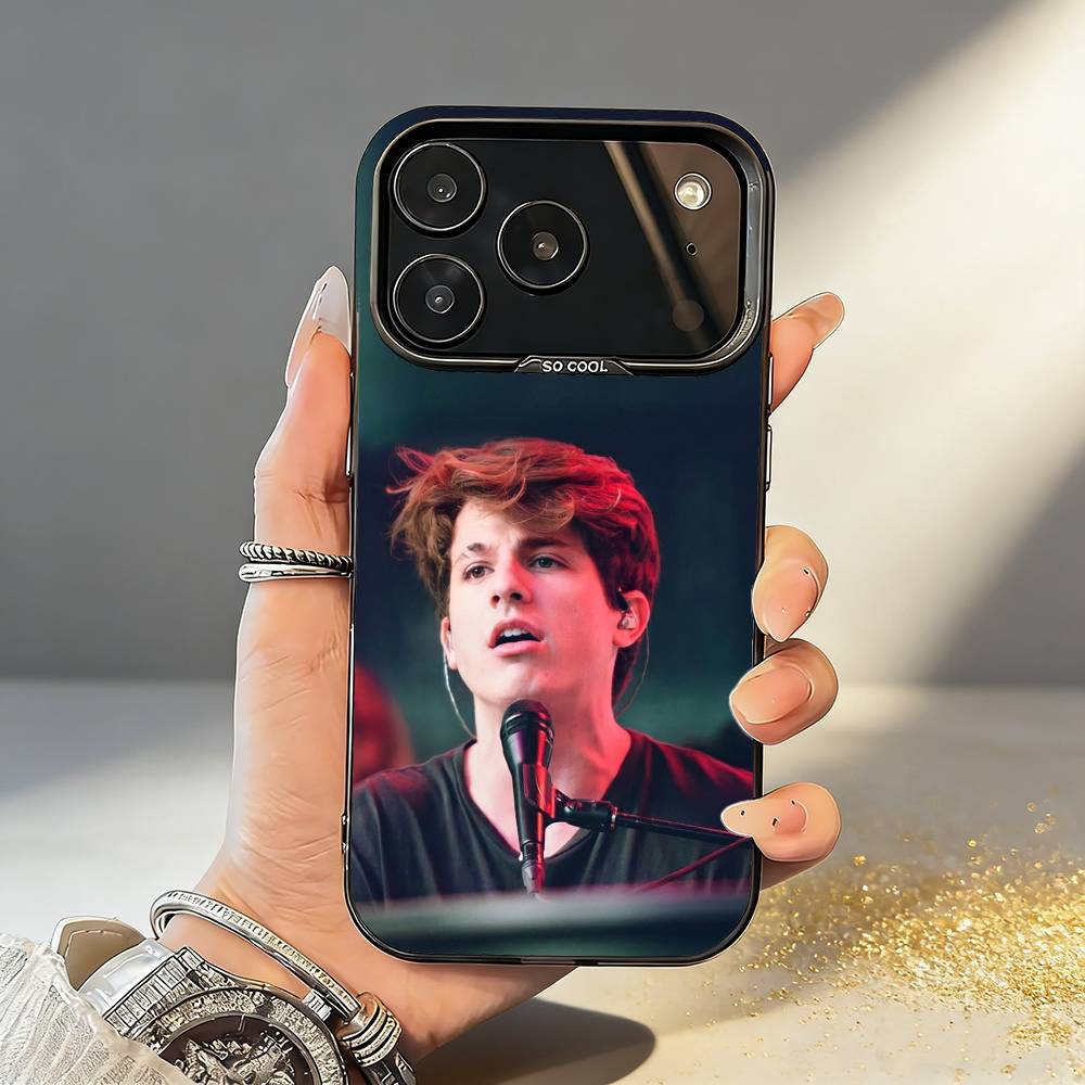 C-Charlie P-Puth Singer Phone Case For iPhone17,16,15,14,13,12,11,Pro,MAX Gray Matte Silicone Black Cover