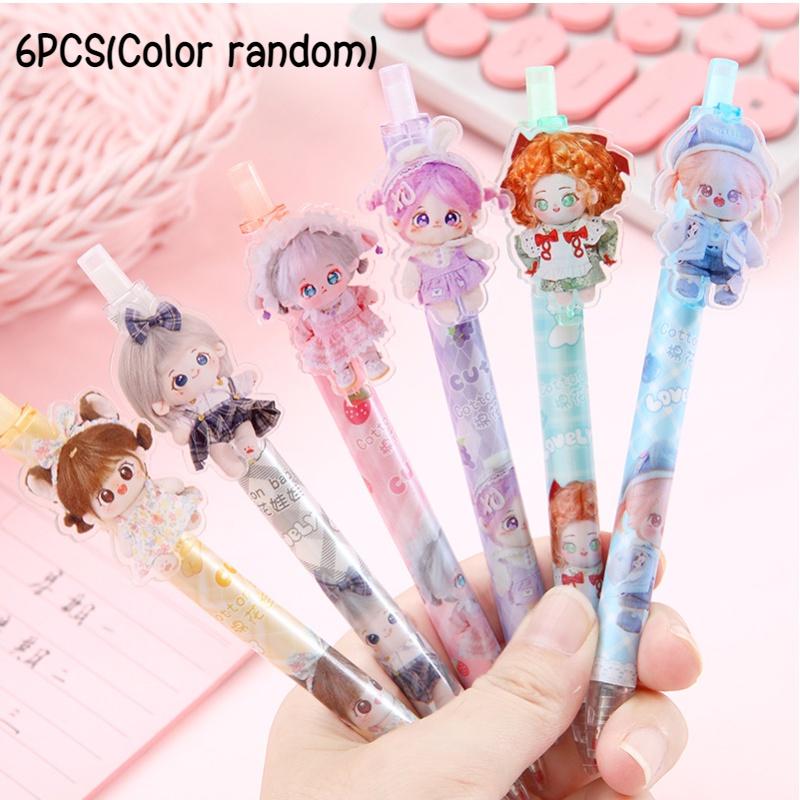 Wholesale Cartoon Cotton Doll Sticky Push Pen With Non-erasable Ink Ideal For Students And Girls 926)