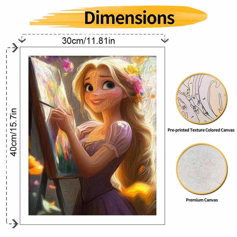 Disney Rapunzel oil paint by numbers painting kit handmade diy home decor gifts wall art canvas floral princess portrait set 130