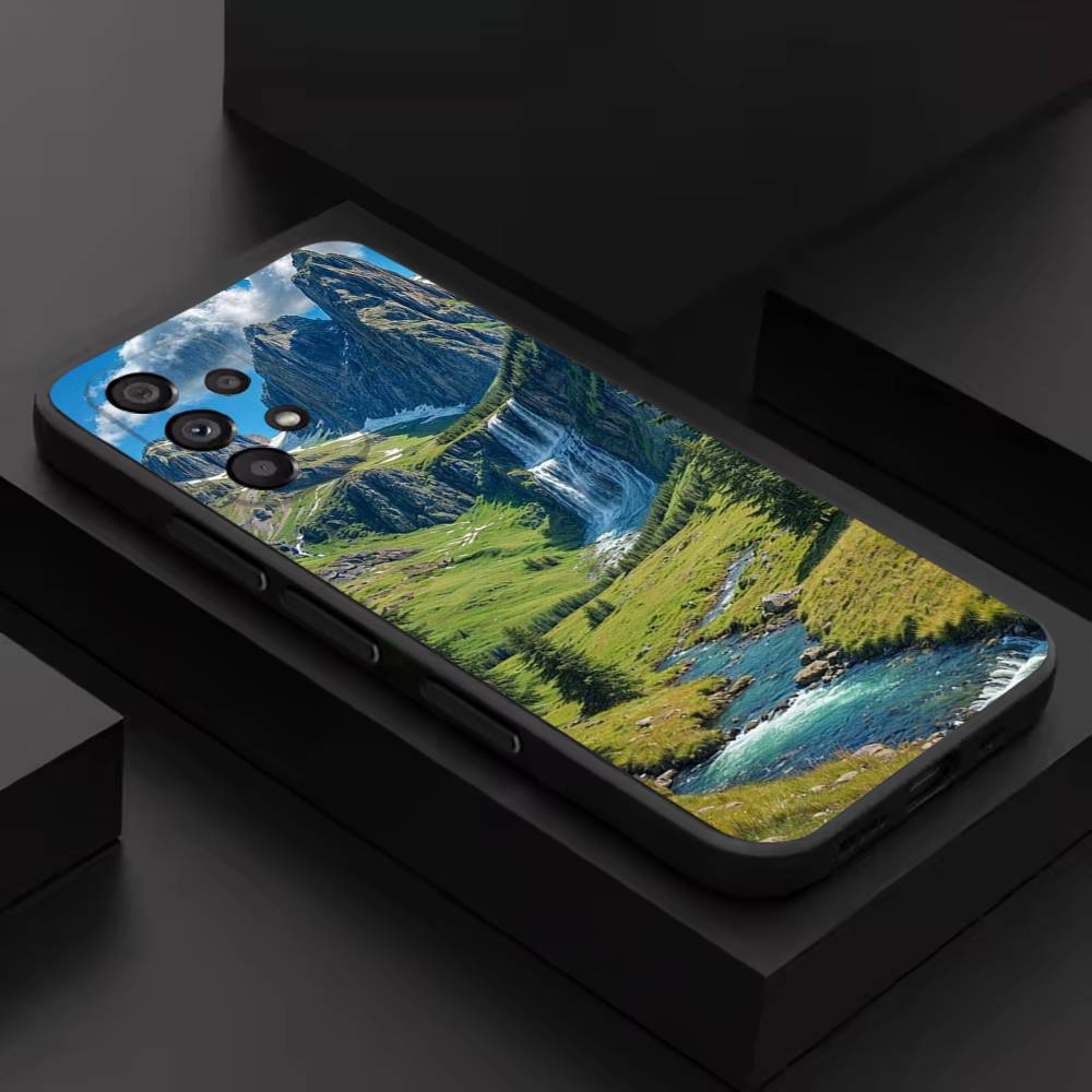 Mountains landscape T-Travel For Samsung S 26,25,24,23,22,30,21,10,9,Ultra,Plus,Lite,FE,4,5G Black Soft Case Phone Case