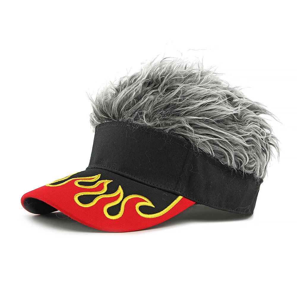 Autumn Winter Hat Men Women Wig Hat Funny Hat Cap Embroidered Flame Baseball Cap