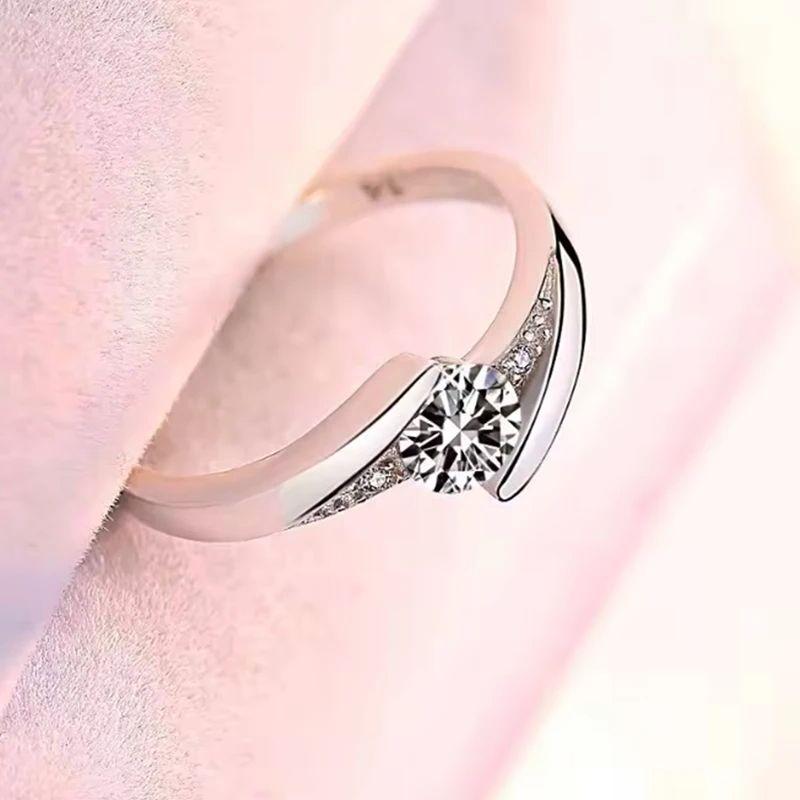 Vintage Damen Runde Zirkon Edelstahlringe Hochzeit Mode Schmuck Versprechen Verlobung für Frauen Größe 5-10