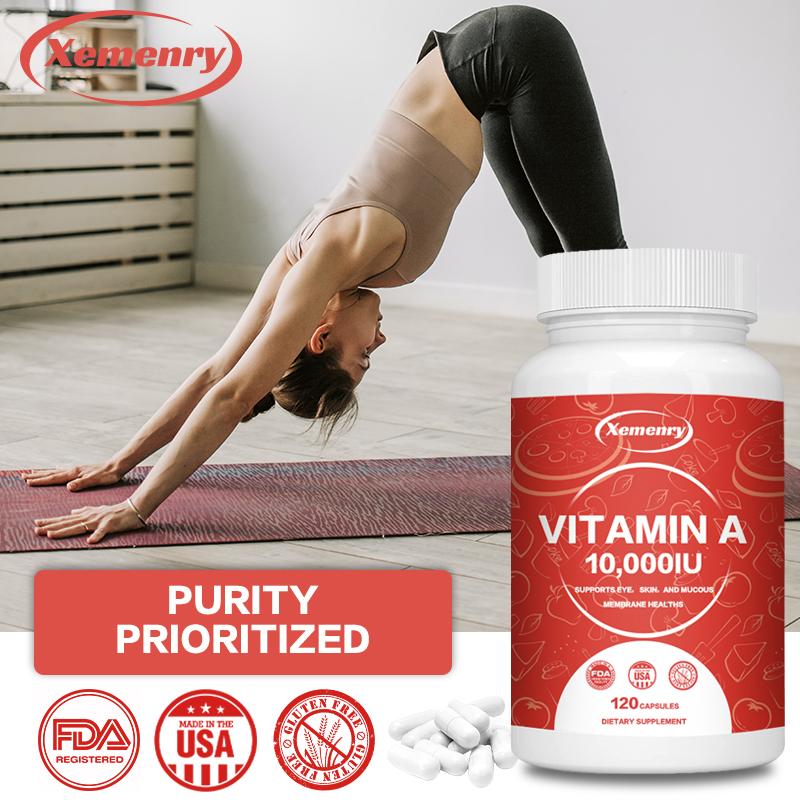 Xemenry Natural Vitamin A Capsules relieve eye fatigue, improve skin, support immunity, and are suitable for adults.