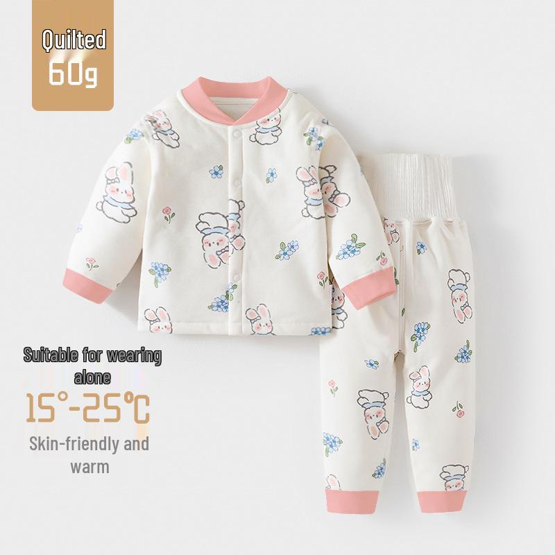 

Детский хлопковый костюм-двойка 60 г: Тонкий комплект с высокой талией для осени/зимы - Бесшовное детское нижнее белье 100cm (26-32 lbs)