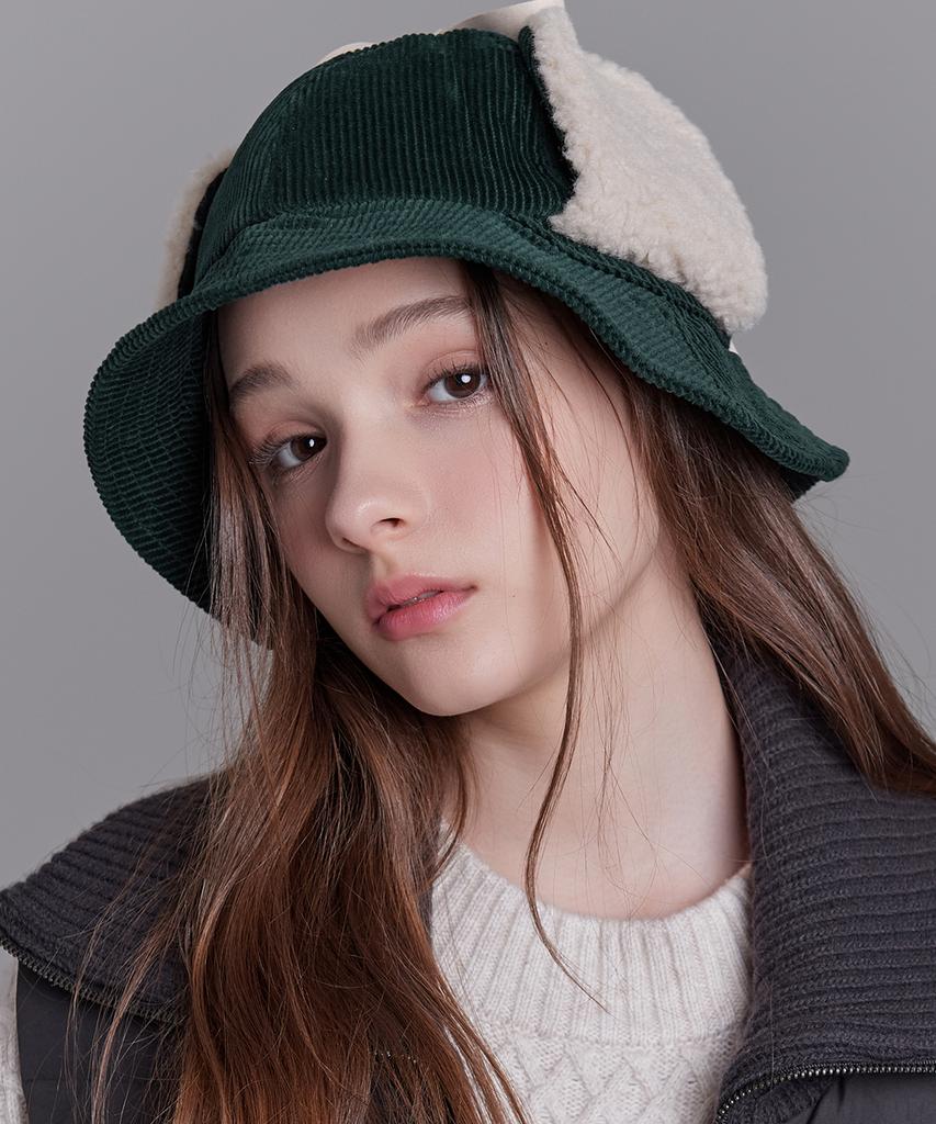 Hwaiteusaenjeu Unisex Corduroy Earmuff Bucket Hat Sunny (8 Colors)