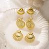 6pcs Gold Color Starfish Shell Stud Earrings Set for Women Ocean Series CCB Metal Textured Earring Boho Beach Party Jewelry