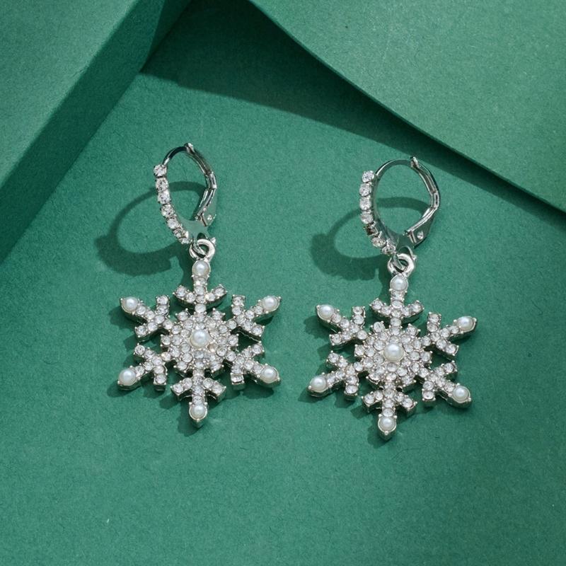 Schneeflocken-inspirierte Ohrringe für empfindliche Haut Elegante Ohr-Accessoires Schmuck-Accessoires Weihnachtsgeschenk