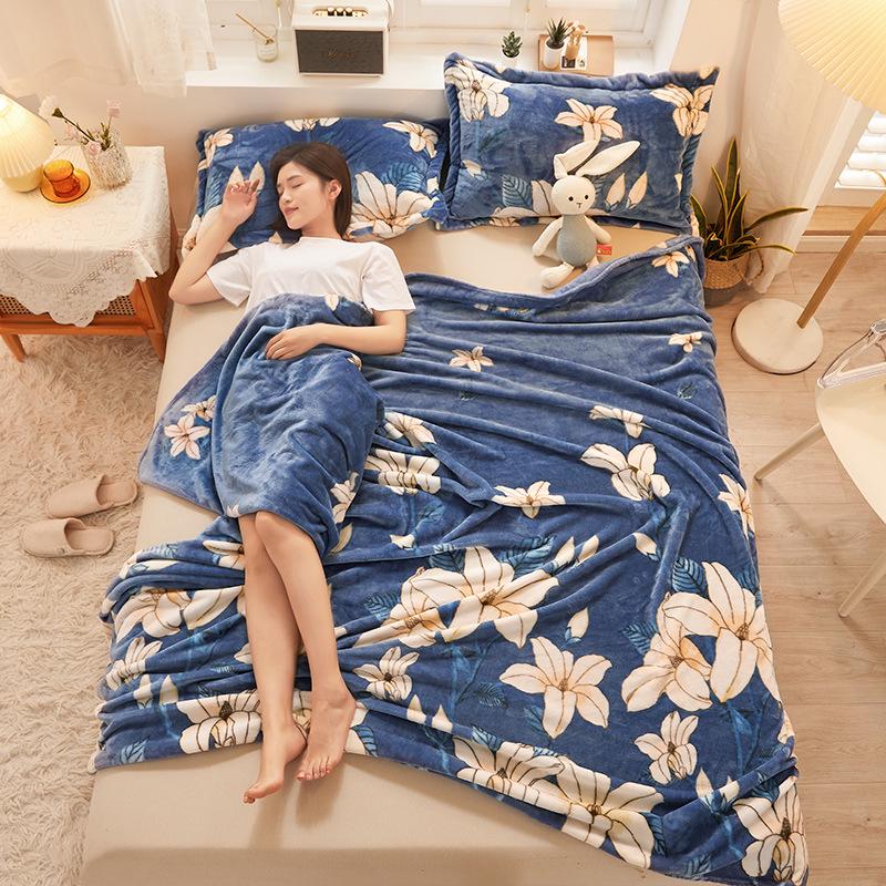 Dual-Use Flannel Throw & Bed Sheet: Thick, Warm, Winter & All-Season Blanket for Dorm or Home, Single/Double