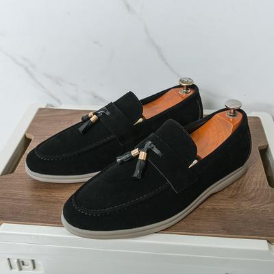 Fashion Spring Brand Men Breathable Pointed Tassel Casual Bean Shoes Fashionable New Suede Leather Comfortable Soft Sole Banquet Loafers