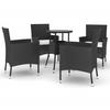 VidaXL Ensemble de bistro de jardin 5 pcs coussins noir poly rotin, ensemble de bistrot, ensemble de bistrot extérieur, 3187415