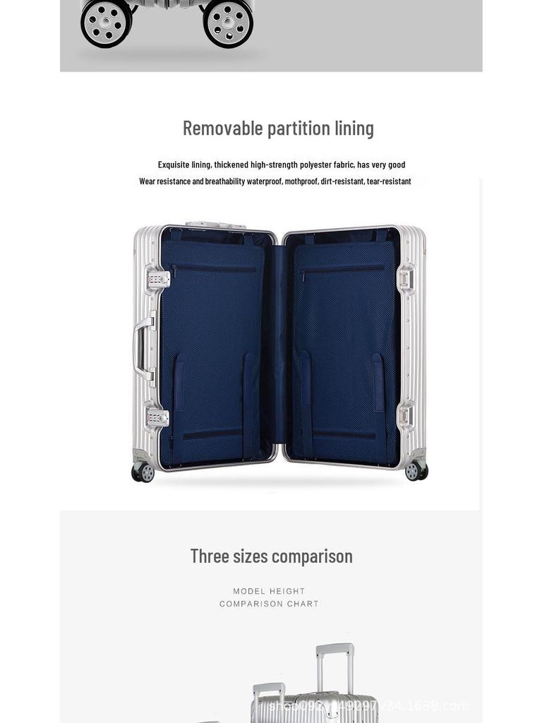 Premium Aluminum-Magnesium Alloy Suitcase with Universal Wheels - Fashionable Hard Shell Luggage for Students