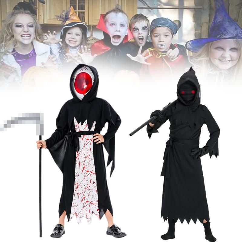 Grim Cosplay Reaper Costume Set Devil Death Performance Outfit Halloween Kids