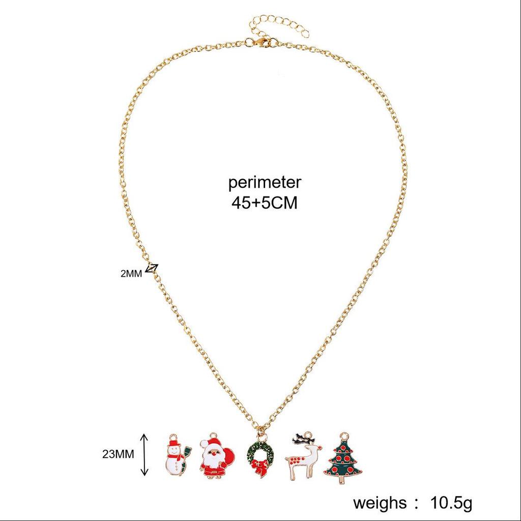 European & American Christmas Drip Oil Pendant Necklace for Women - Clavicle Chain Jewelry with Multiple Accessories